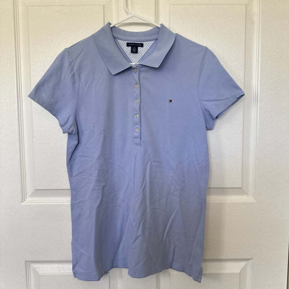 Tommy Hilfiger Light Blue Short Sleeve Polo Shirt Size L